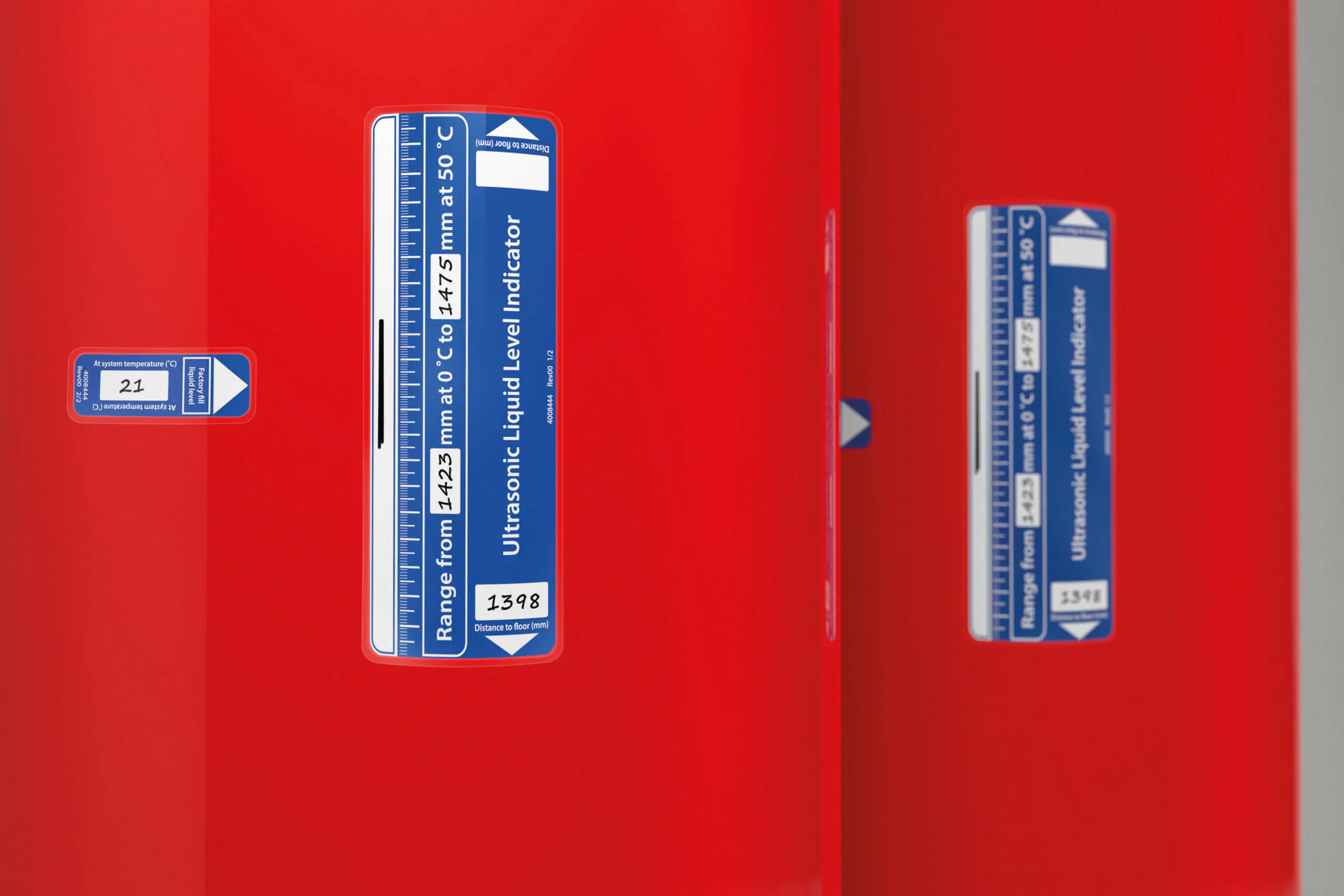 Ultrasonic liquid level indicator labels